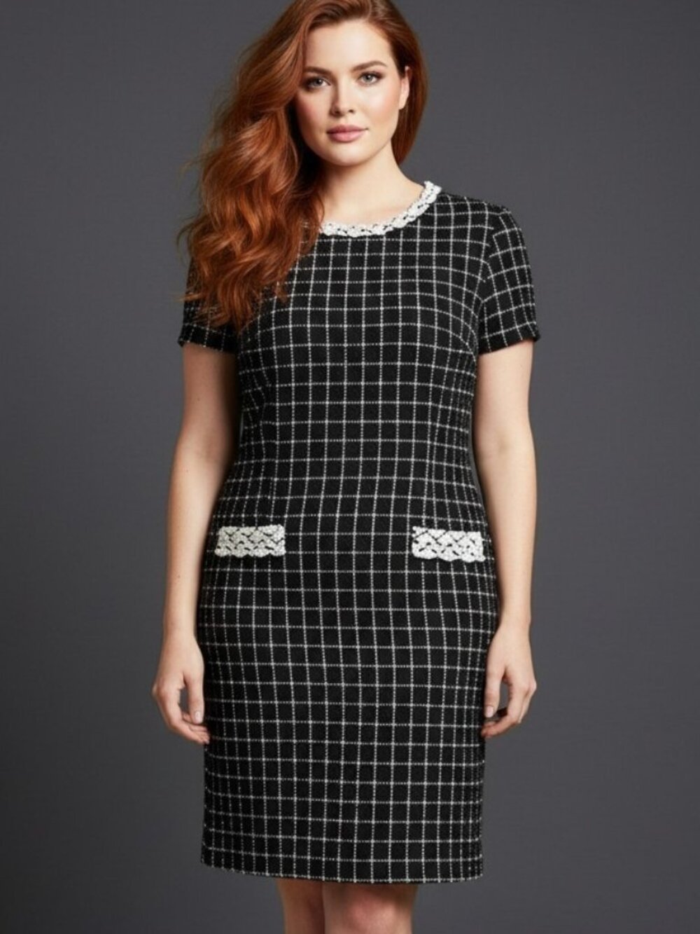 St. John Black & White Tweed Dress – Size 18